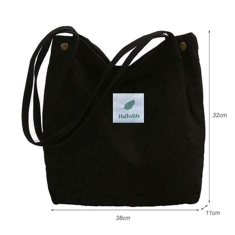 Fashion Women Handbag Canvas Print Tote Large Capacity Shoulder Bag (Black)