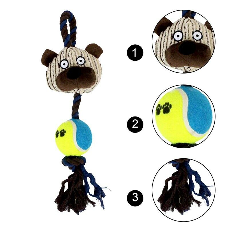 Cotton Ropes Tennis Ball Plush Dog Toys Pet Playing Bear Interactive Chew S U4J2
