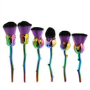 6pcs Rose Shape Makeup Brush Foundation Powder Blush Makeup Cosmetic Tool
