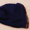 BLUE Men Elastic Plush Knitted Hat Cap Outdoor Winter Warm Headwear Beanie Neu