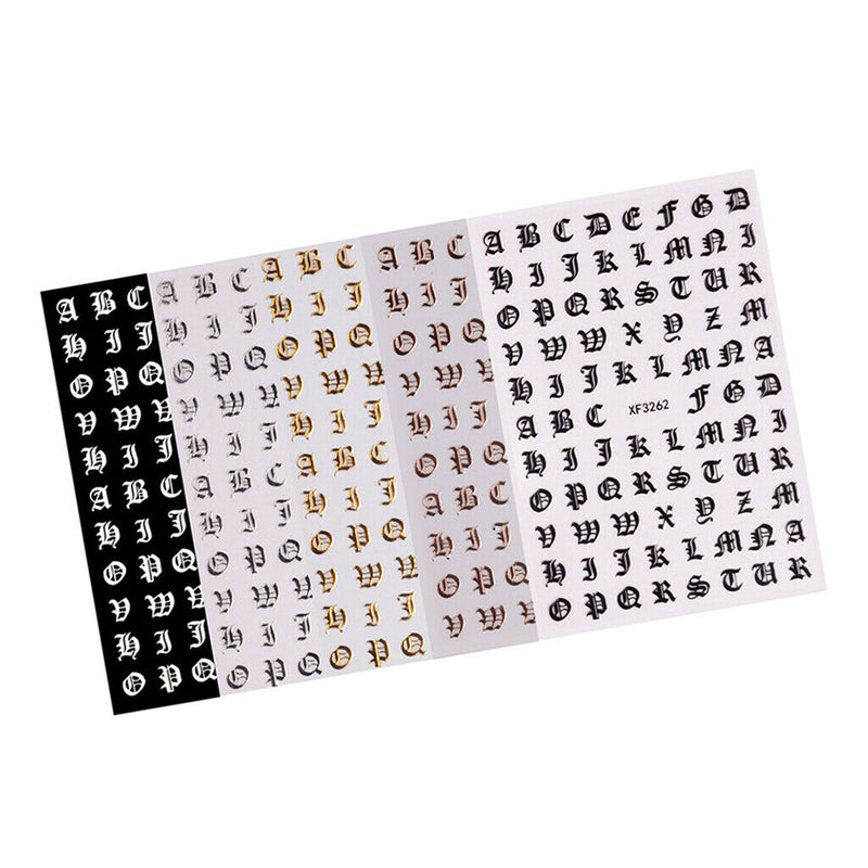 5Pcs Letter Alphabet DIY Nail Art Stickers Tips Decoration Decals Stencils