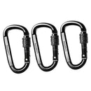 3pcs/set 30KN Rock Climbing Hiking Screw Locking Carabiner Hook CE Certified