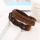 Leopard Long Artificial Leather Bracelet Hot Drilling Multi-Layer Winding F D4O5