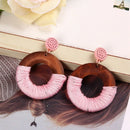 Bohemian Wooden Round Geometric Earrings Pendant Drop Earrings Ladies Fashi
