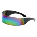 2pcs Futuristic Wrap Visor Sunglasses Robotic Narrow Flat Top Sun Glasses