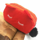 Portable Cartoon Pattern Cosmetic Bag Makeup Bags Pen Pencil Pouch Case Red
