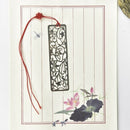 Pack of 4 Classical Hollow Out Flower Style Metal Bookmark with Red Knottin Q8S8