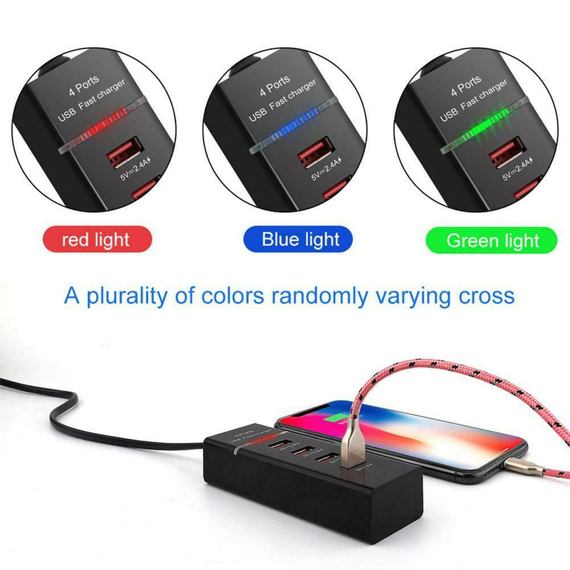 B38 4USB Travel Mobile Phone Charger 5V 3A Smart Charging Head (EU Plug)
