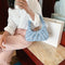 Elegant Pleated Handbag Women Leather Travel Totes Shoulder Bag (Blue)