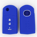 Replacement Silicone Car 3Buttons Key Shell Case Cover for Mazda M2 M6 Blue