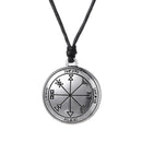 Retro Viking Runes Pendant Necklace Nylon Cord Good Luck Amulet Pray Jewelry