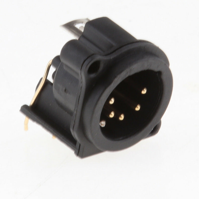 Curved XLR 5Pins Male Chassis Panel Mounted Socket Adapter for DMX MIC