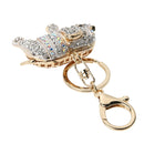 Popular Inlaid Color Cast Elephant Keychain Ladies Bag Pendant(White)  A