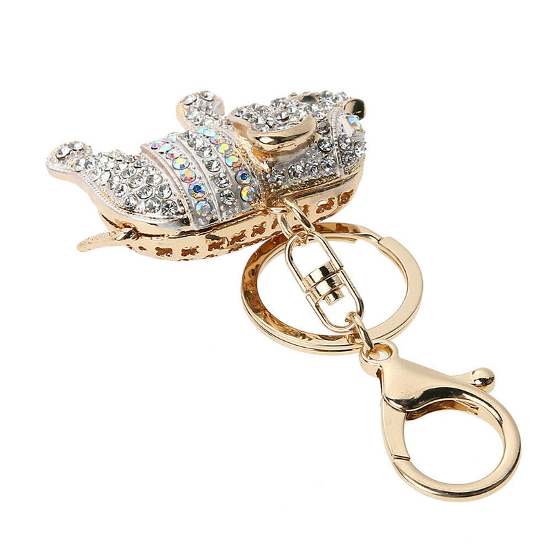 Popular Inlaid Color Cast Elephant Keychain Ladies Bag Pendant(White)  A