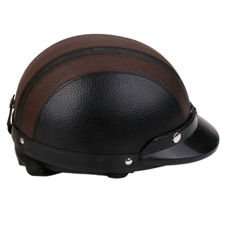 Motorcycle Motorbike Open Face Helmet Visor with Goggles - Brown
