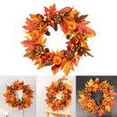 Halloween Autumn Maple Leaf Pumpkin Wreath Artificial Rattan Garland Round 22''