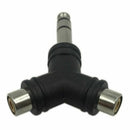 2x Audio Splitter 1 Stereo 6.35mm 1/4 inch Male Plug to 2 RCA Female Jack Y