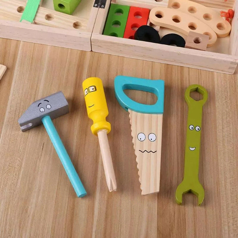 Wooden Repair Tools Box for Kids Educational Puzzle Toys Assembly Games