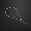 Fashion Women Geometric Stud Earrings Multilayer Chain Necklace Jewelry Set