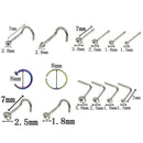 22PCS/Set Stainless Steel Hinged Seg Nose Hoop Rings Bone StudsBody Piercing_3C
