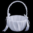 White Satin Beaded Wedding Flower Girl Basket Bowknot Decor NTJ ueJCA Gw