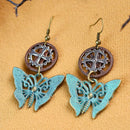 Women Steampunk Gear Earrings Butterfly Drop Ear Hook Punk Ethnic Jewelry