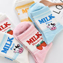 Random Long Socks Strawberry Banana Cow Ankle Socks Milk Patterned Short Soc Bj