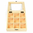 Wooden Tea Bag Jewelry Organizer Chest Storage Box 9 Compartments Tea Box O G7C6