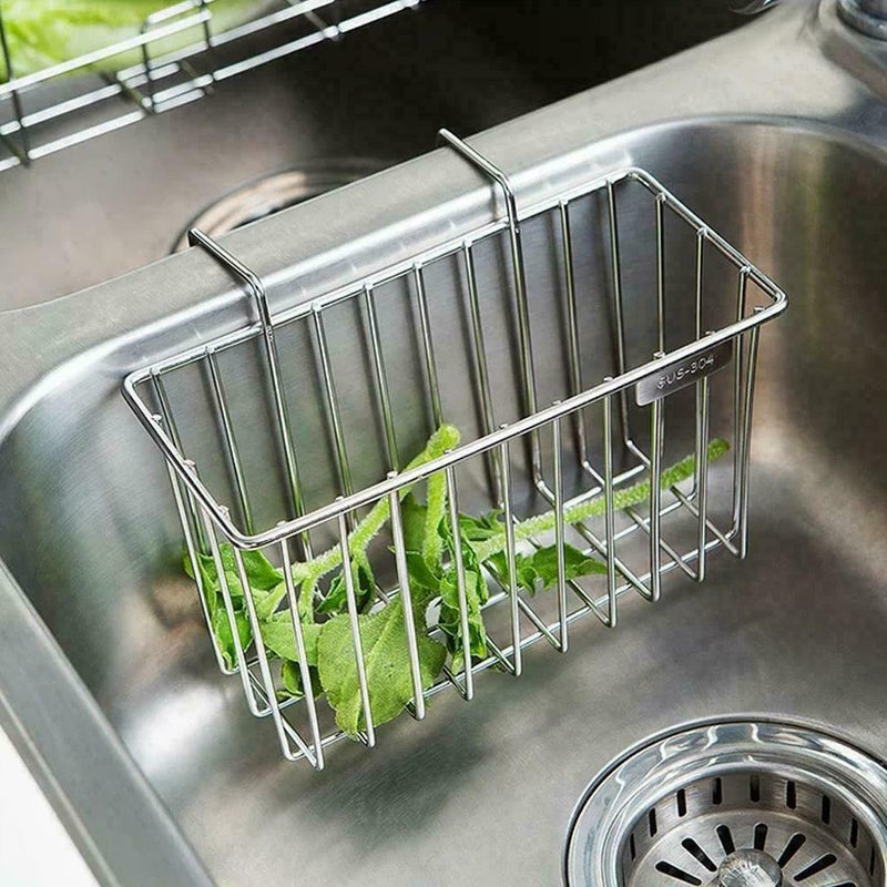 1* Kitchen Stainless Steel Hollow Out Sink Storage Rack Holder Sponge Soap T4O6