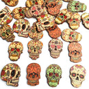 50pcs printed two-eyed wooden buttons mixed with cartoon skulls wooden buttons