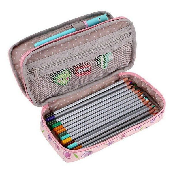 bon208 Floral Pencil Case with Compartments -High Capacity Double Layers Pe I4Y5