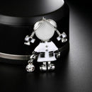 Small Cute Girl Brooches For Women Opal And Rhinestone Brooch Pin Dress Coa