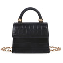 Women Mini Shoulder Bag Alligator PU Tote Chain Crossbody Pouch (Black)
