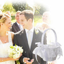 Romantic Wedding Flower Basket Lace Bow Bride Flower Girl Basket Small Size C9G5