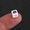300 White Mixed Number & Symbol Cubic Beads 7x7mm(1/4 inchx1/4 inch)
