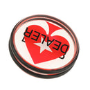 Acrylic Dealer Poker Buttons with Rubber Ring - Transparent with Black Words,