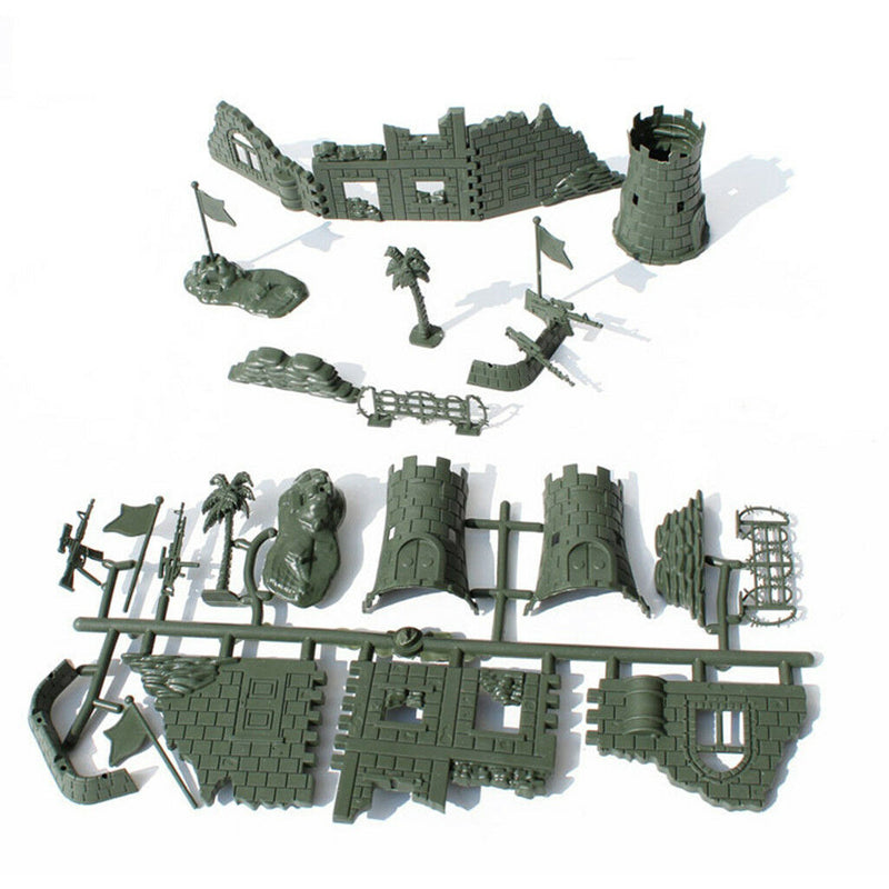 14Pcs Plastic Military Army Base of Blockhouse Sandbag Blindage Playset Arm