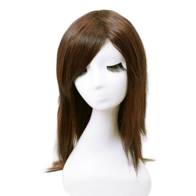 Women Synthetic Hair Wig Medium Straight Wig Party Middle Part Natural Bangs Wig