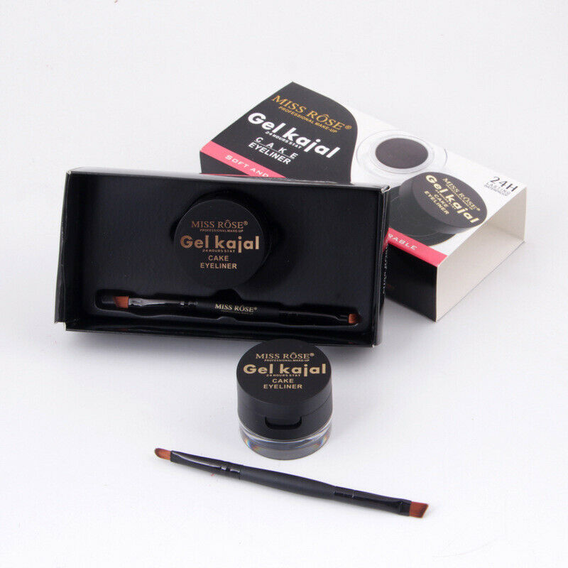 Miss Rose 3Pcs/Set Eye Makeup Set Black + Brown Cake Eyeliner Long Lasting  L3L9