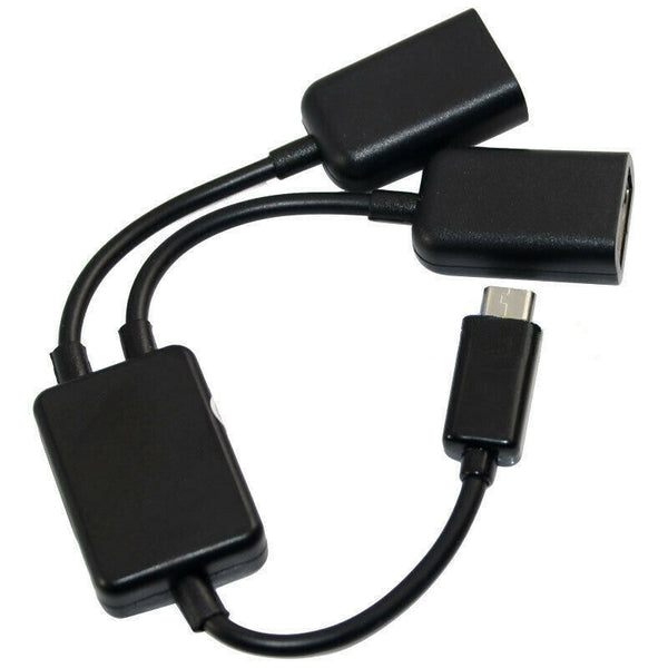 Micro-USB Host Cable,Micro-USB Male to 2X Type A Dual USB Female OTG Adapte U5N5