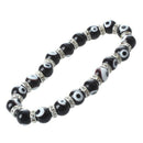 Roundel Evil Eye Lampwork Glass Crystal Bracelet Black HOT