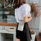 Women Touch Screen Phone Pouch PU Splicing PVC Crossbody Bag (Light Grey)