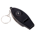 4 in1 Survival Whistle Compass Magnifier Thermometer Keychain Travel EDC Outdoor