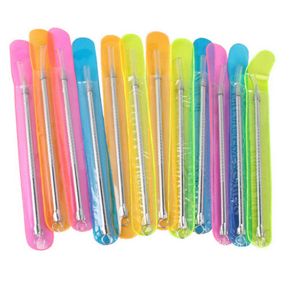 5pcs Stainless Steel Blackhead Acne Blemish Pimple Extractor Remover Needle Y`US