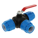 2 Pieces PE Three Way Valve For Garden Hose Splitter Fittings Steel Core - 32mm