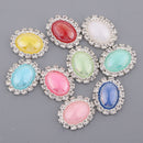 10Pc 20x15mm Oval Rhinestone Flatback Buttons Diamante Dome Cabochon Gem DIY