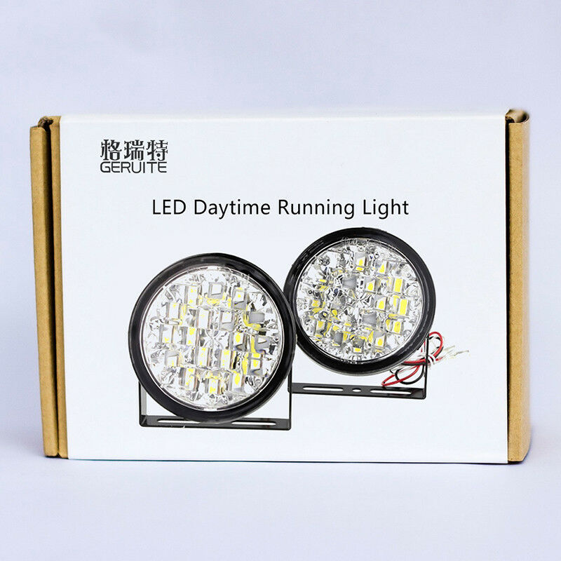 2pcs 12V 18LED Round Car Driving DRL Daytime Running Light Fog HeadLight Lamp
