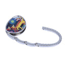 Yellow Orange Oval Metal Folding Foldable Handbag Purse Table Hook Hanger H M2P4