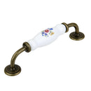 Flower Ceramic Bar Handle Kitchen Door Pull Cabinet Drawer Knob Length 150mm