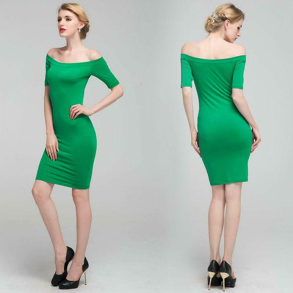 Sexy Women Off Shouder Bodycon Party Evening Cocktail Pencil Dress Green M A#S